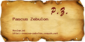 Pascus Zebulon névjegykártya